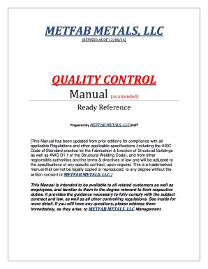 metfab quality control manual